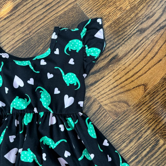 DotDotSmile - Toddler Girl's Dress - Ballerina Dinosaur Heart Dress in 3/4 - Picture 2 of 5